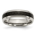 Chisel Titanium Polished with Black Carbon Fiber Inlay 6mm Band