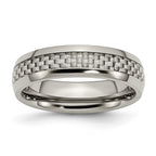Chisel Titanium Polished with Grey Carbon Fiber Inlay 6mm Band