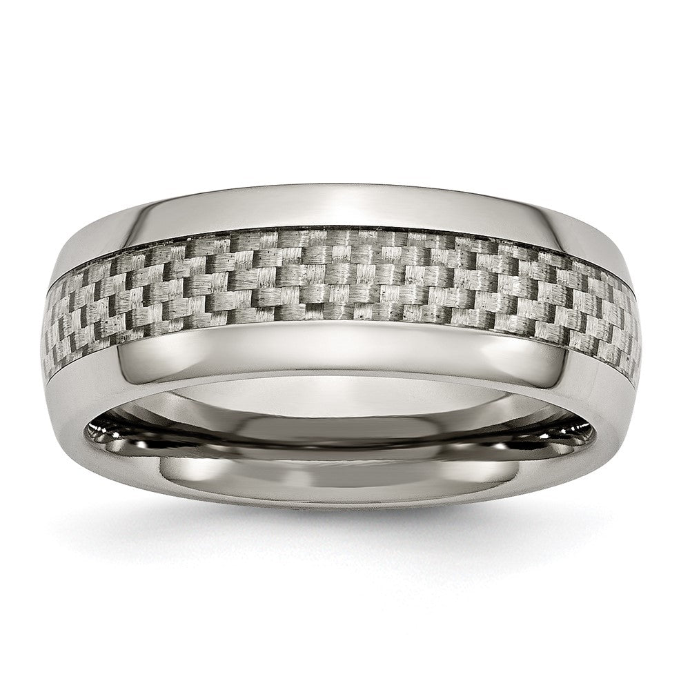 Chisel Titanium Polished with Grey Carbon Fiber Inlay 8mm Band