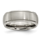 Chisel Titanium Brushed Center 8mm Ridged Edge Band