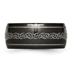 Titanium Black Ti Domed with Laser Pattern 10mm Polished Band