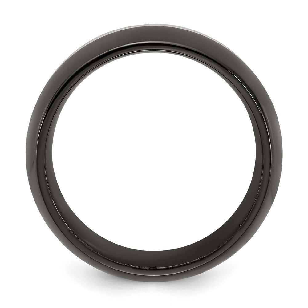 Titanium Black Ti with Sterling Silver Inlay 9mm Polished Band