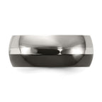 Titanium Black Ti with Sterling Silver Inlay 9mm Polished Band