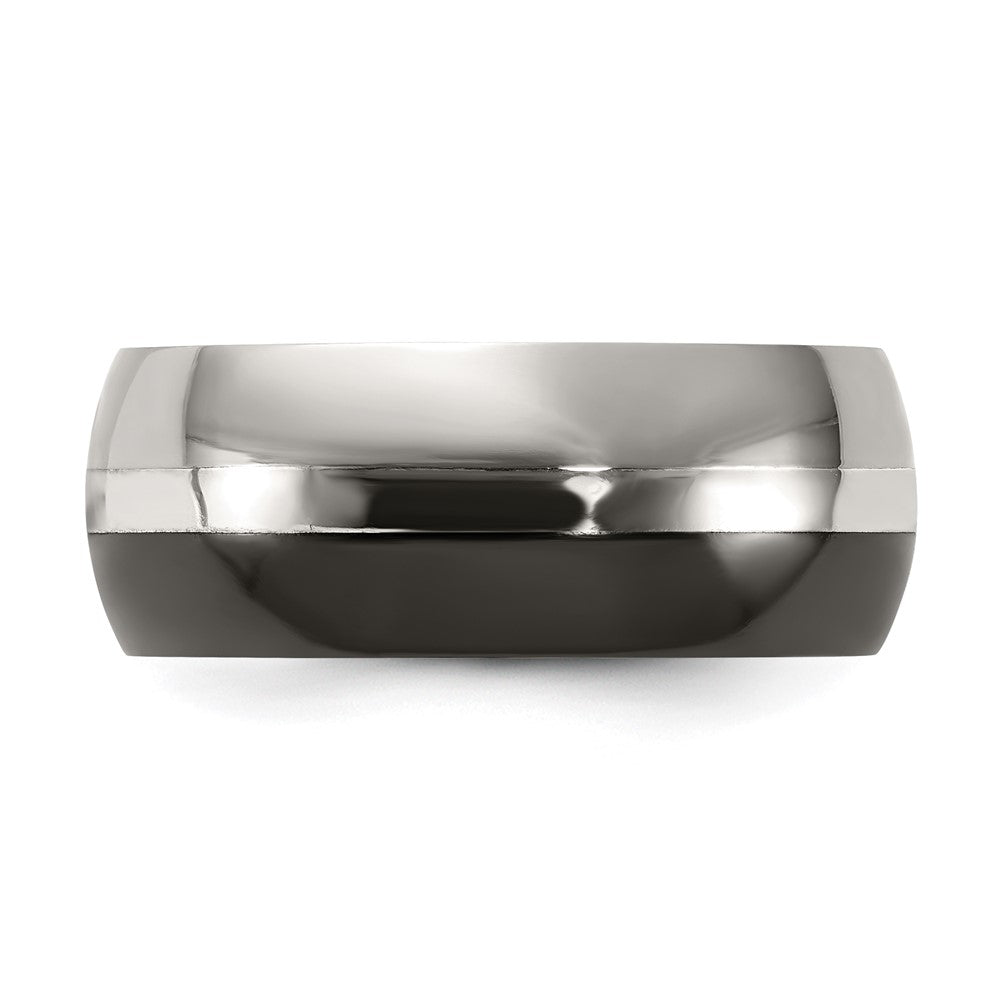 Titanium Black Ti with Sterling Silver Inlay 9mm Polished Band
