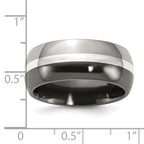Titanium Black Ti with Sterling Silver Inlay 9mm Polished Band