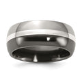 Titanium Black Ti with Sterling Silver Inlay 9mm Polished Band