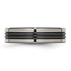 Titanium Black Ti with Grey Edges 6mm Grooved and Polished Band