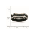 Titanium Black Ti with Grey Edges 6mm Grooved and Polished Band