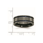 Titanium Black Ti Polished Blue Anodized 8mm Grooved Band