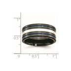 Titanium Black Ti with/Sterling Silver Inlay Blue Anodized 10mm Band