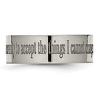 Chisel Titanium Polished Serenity Prayer Laser Design 8mm Flat Band