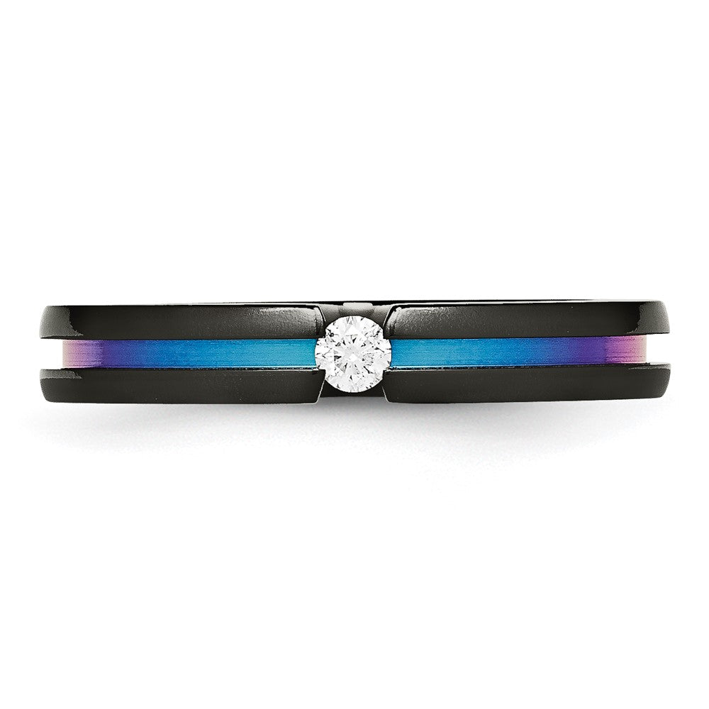 Titanium Black Ti Multi-colored Anodized w/3mm .10ct dia. 4mm Band