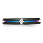 Titanium Black Ti Multi-colored Anodized w/3mm .10ct dia. 4mm Band