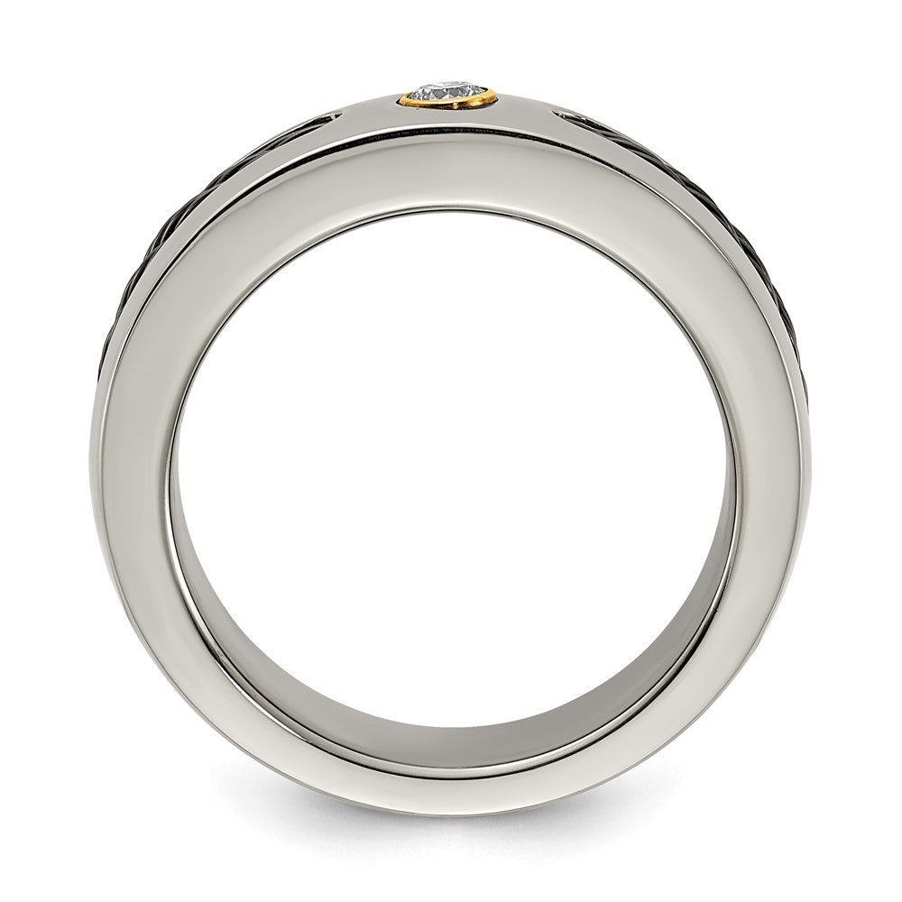 Titanium w/Black Nitinol Cable/18K Bezel set .10ct. Diamond 7mm Band