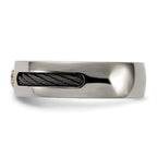 Titanium w/Black Nitinol Cable/18K Bezel set .10ct. Diamond 7mm Band