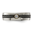 Titanium w/Black Nitinol Cable/18K Bezel set .10ct. Diamond 7mm Band