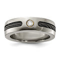 Titanium w/Black Nitinol Cable/18K Bezel set .10ct. Diamond 7mm Band
