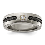 Titanium w/Black Nitinol Cable/18K Bezel set .10ct. Diamond 7mm Band