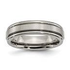 Chisel Titanium Satin and Polished 6mm Grooved Edge Band