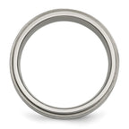 Titanium w/ Argentium .925 Silver Inlay Ridged Edge 7mm Band