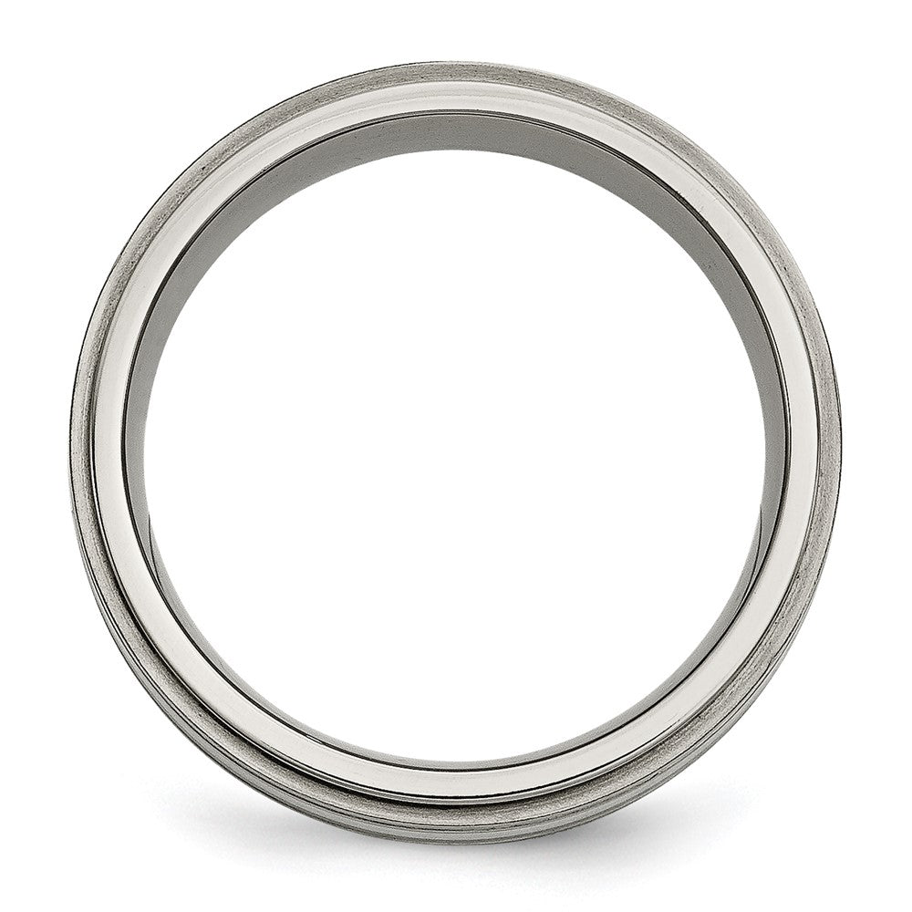 Titanium w/ Argentium .925 Silver Inlay Ridged Edge 7mm Band