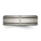 Titanium w/ Argentium .925 Silver Inlay Ridged Edge 7mm Band