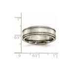 Titanium w/ Argentium .925 Silver Inlay Ridged Edge 7mm Band