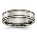 Titanium w/ Argentium .925 Silver Inlay Ridged Edge 7mm Band