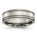 Titanium w/ Argentium .925 Silver Inlay Ridged Edge 7mm Band