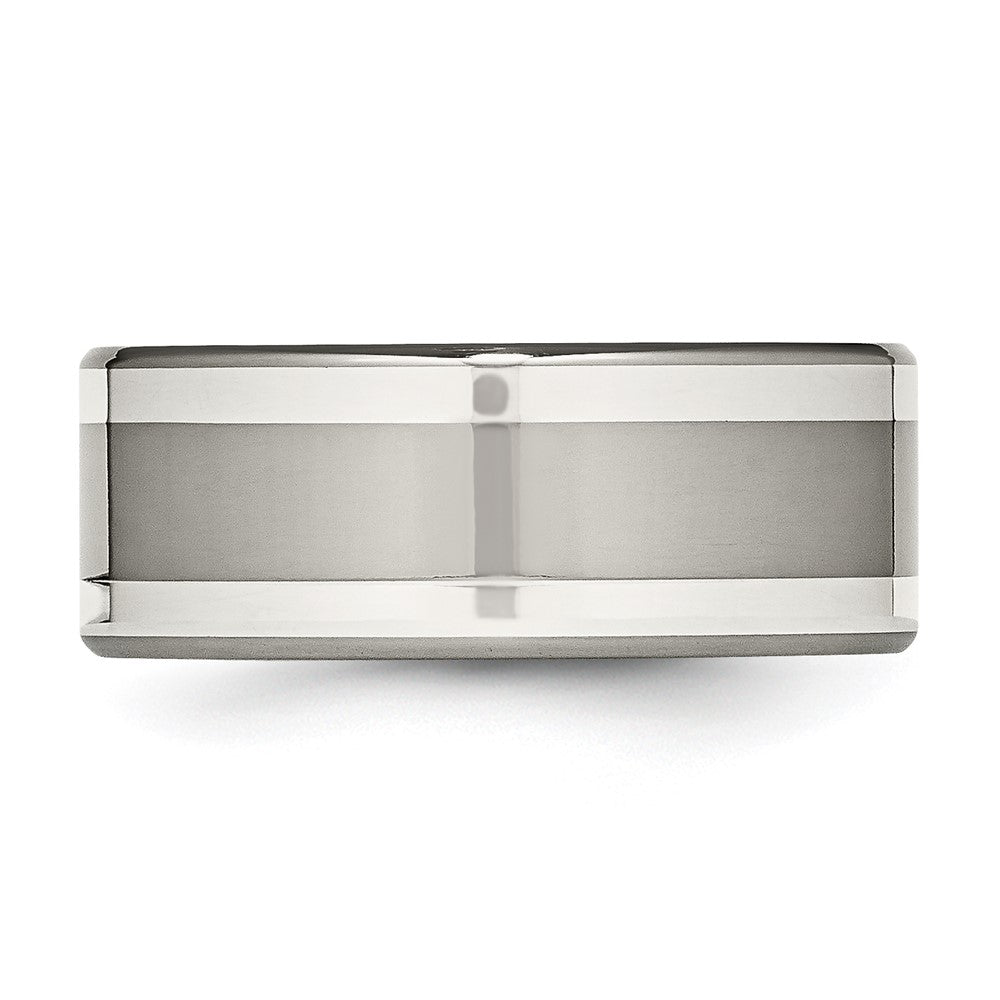 Titanium w/ Argentium .925 Silver Inlay 9mm Polished Flat Band