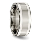 Titanium w/ Argentium .925 Silver Inlay 9mm Polished Flat Band