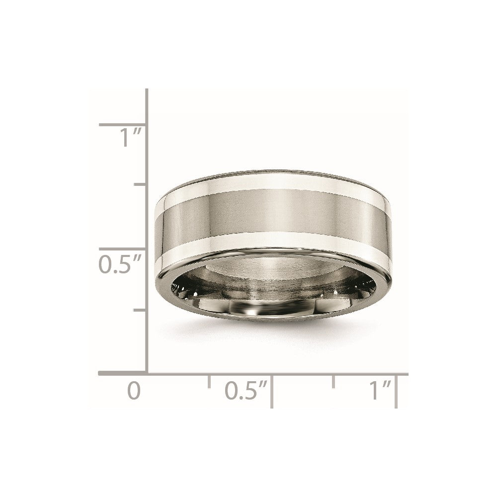 Titanium w/ Argentium .925 Silver Inlay 9mm Polished Flat Band
