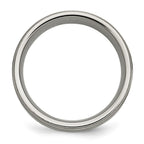 Titanium w/ Argentium .925 Silver Inlay Ridged Edge 9mm Band