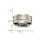 Titanium w/ Argentium .925 Silver Inlay Ridged Edge 9mm Band