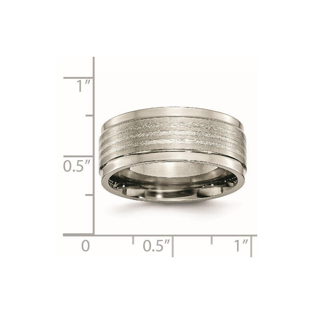 Titanium w/ Argentium .925 Silver Inlay Ridged Edge 9mm Band