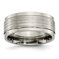 Titanium w/ Argentium .925 Silver Inlay Ridged Edge 9mm Band