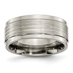 Titanium w/ Argentium .925 Silver Inlay Ridged Edge 9mm Band