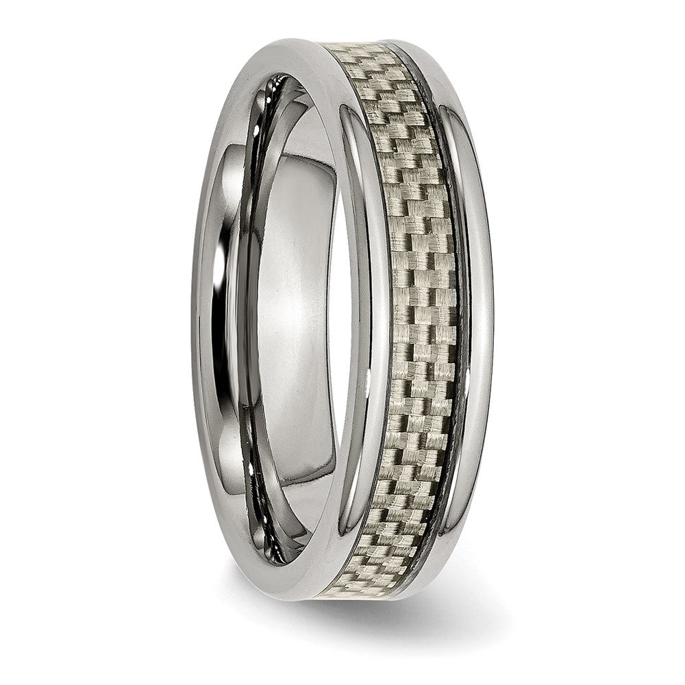 Titanium Polished w/Grey Carbon Fiber Inlay 6mm Band