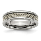 Titanium Polished w/Grey Carbon Fiber Inlay 6mm Band