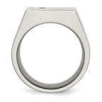 Chisel Titanium Polished CZ Signet Ring