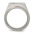 Chisel Titanium Brushed and Polished CZ Square Signet Ring