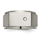 Chisel Titanium Brushed and Polished CZ Square Signet Ring