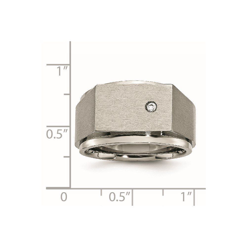 Chisel Titanium Brushed and Polished CZ Square Signet Ring
