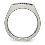 Chisel Titanium Brushed and Polished Black IP-plated CZ Signet Ring