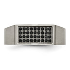 Chisel Titanium Brushed and Polished Black IP-plated CZ Signet Ring