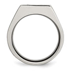 Chisel Titanium Brushed and Polished Black IP-plated CZ Signet Ring