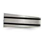 Chisel Titanium Brushed and Polished Black IP-plated CZ Signet Ring