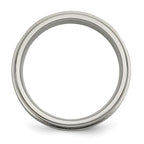 Chisel Titanium Brushed and Polished .05 Carat Diamond Rounded Edge 7mm Band