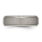 Chisel Titanium Brushed and Polished .05 Carat Diamond Rounded Edge 7mm Band