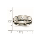 Chisel Titanium Polished 1/5 Carat Diamond Ridged Edge 7mm Band